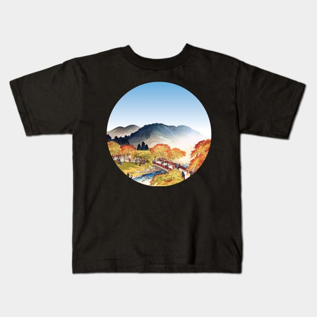 Ukiyo-e Takao Autumn View Kids T-Shirt by allovervintage